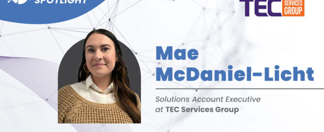 Photo with Mae McDaniel-Licht’s headshot and accompanying text about her title and role at TEC Services Group.