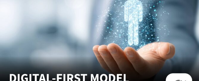 Thumbnail graphic featuring Adam and Anna Burke with bold text “DIGITAL-FIRST MODEL,” set against a modern digital background, representing artificial intelligence in debt collection and the shift toward digital-first borrower engagement.